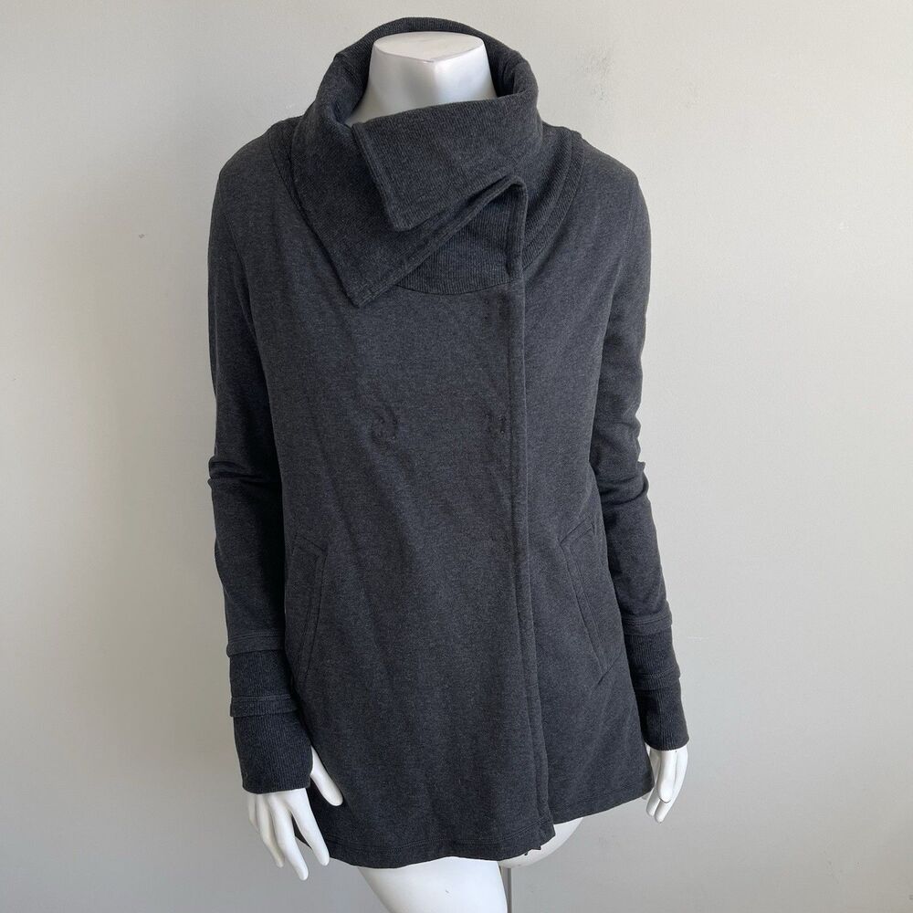Lululemon Gratitude‎ Wrap Jacket Womens 6 Snap Sweatshirt Thumbholes Gray